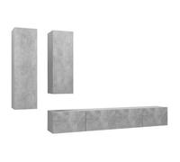 vidaXL Set muebles de salón TV 4 pzas madera ingeniería gris hormigón