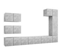 vidaXL, juego de 8 piezas para mueble de televisión, color gris hormigón, material de madera