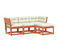 Set Muebles Jardín 4 Pzas Con Cojines Madera Pino Marrón Cera Vidaxl