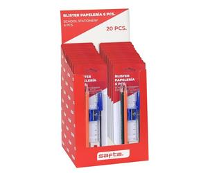 Set papeleria safta 6 piezas expositor de 20 (2x lapiz hb, 1x boligraf