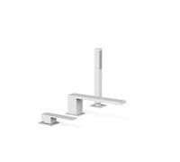 Set para bañera con grifo monomando y teleducha con inversor integrado acabado blanco mate Slim TRES - Sin kit de depósito para bañeras de repisa opcional