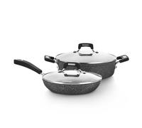 Set pentole e padelle KASANOVA New Petra Dark, antiaderente, induzione e forno fino a 180°C, con presina e cucchiaio (4)