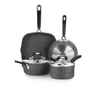 Set pentole e padelle KASANOVA New Petra Dark, antiaderente, induzione e forno fino a 180°C, con presina e cucchiaio (6)