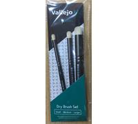 Vallejo Set de 3 pinceles para pincel seco (S, M, L) pelo natural para miniaturas