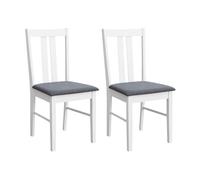 Miroytengo Set 2 Sillas de Cocina Comedor Classic, Conjunto 2 Sillas Cocina Fabricadas en Melamina tapizadas Asiento Gris Color Blanco