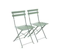 Set sillas de jardín plegables de metal, 2 asientos verde grisáceo - 49.5x41x80.5 cm