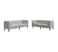 Set Sofás Chesterfield Con Cojines 2 Pzas Terciopelo Gris Claro Vidaxl
