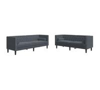 Set Sofás Chesterfield Con Cojines 2 Pzs Terciopelo Gris Oscuro Vidaxl