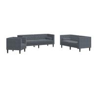 Set Sofás Chesterfield Con Cojines 3 Pzs Terciopelo Gris Oscuro Vidaxl
