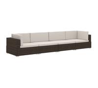 Set Sofás De Jardín 4 Piezas Y Cojines Ratán Sintético Marrón Vidaxl