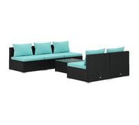 Set Sofás De Jardín 6 Piezas Y Cojines Ratán Sintético Negro Vidaxl