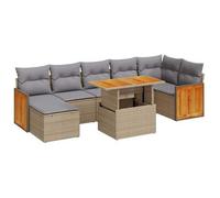 vidaXL Juego de 8 piezas de sofá de jardín con cojines, color beige, fabricado en ratán sintético y con estructura de acacia