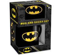 Pyramid International Juego de taza y calcetín de Batman (logotipo de Batman), diseño icónico del logotipo de Batman, ideal para los fanáticos, incluye calcetines acogedores, duraderos y aptos para
