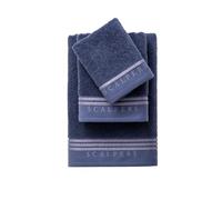 Set toallas baño (tocador 30x50cm + manos 50x90cm + baño 70x140cm) 450gsm en algodón azul con gris scalpers home