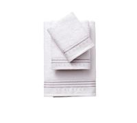 Set toallas baño (tocador 30x50cm + manos 50x90cm + baño 70x140cm) 450gsm en algodón blanco con gris scalpers home