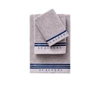 Set toallas baño (tocador 30x50cm + manos 50x90cm + baño 70x140cm) 450gsm en algodón gris con azul scalpers home