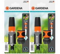 Set unión de riego Gardena para odres de 13 mm (1/2 pulgadas) y 15 mm (5/8 pulgadas): juego de hilera de aseo con Aquastop para conectar y relajar rápido (18288-20) (Paquete de 2)