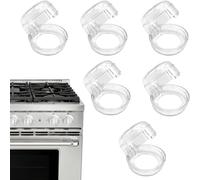 Set van zes afdekkapjes voor kookplaatknoppen, veiligheidskapjes voor ovenknoppen, afdekkapjes voor gasfornuizen, met transparante zelfklevende laag, geschikt voor knoppen met een diameter tot 4,5 cm.