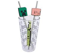 SET VASO CON DOS PAJITAS 480 ML MINECRAFT ICONICMONO