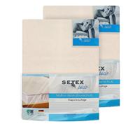 SETEX Molleton Protector de colchón, Bandas elásticas Esquinas, 100% algodón, básico, algodón, rohweiß, 100 x 200 Doppelpack