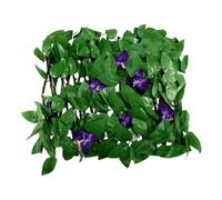 Seto Artificial Ocultacion Jardin Valla retráctil ajustable con enrejado extensible, panel decorativo for jardín con flores violetas, 40 cm