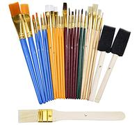 Sets de Pinceles y Brochas 25 Pincel,Pinceles Acuarela,Pinceles para Pintura Acrilica/Oleo,Brochas Pintura Redondo y Plano,Esponjas de Pintura Accesorios de Pintura para Adultos Niños Artistas