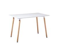 setsail Mesa de cocina de madera DM para 4-6 sillas, mesa de comedor rectangular blanca 110 x 70 x 73 cm