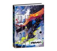 Seven Agenda escolar con fecha de 12 meses, 13,6 x 18,3 cm, 352 páginas, cubierta Splash de colores, acolchada sobre base holográfica, marcapáginas, pegatinas, juegos e ilustraciones, para niños y