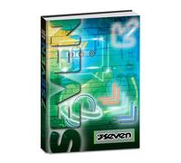 Seven Agenda escolar con fecha de 12 meses, 13,6 x 18,3 cm, 352 páginas, cubierta verde neón, acolchada sobre base holográfica, marcapáginas, pegatinas, juegos e ilustraciones, agenda escolar para