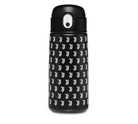 Seven JUVENTUS FC Fútbol con pajita, 460 ml, blanco y negro, botella térmica de acero inoxidable interior exterior, mantenimiento temperatura hasta 24 h, botella escolar, deporte