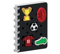 Seven Milan - Cuaderno de anillas A5, negro, tapa personalizable con parche de la Juventus, cuaderno escolar y tiempo libre, niño y niña, Negro , Talla única
