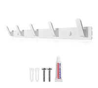 Sevenpers Percheros Pared Perchero Pared Blanco Perchero de Pared de Diseño Moderno con 5 Ganchos Dos Métodos de Instalación para Entrada Dormitorio Cocina Baño