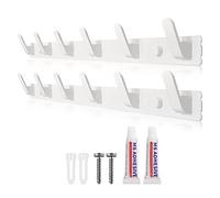 Sevenpers Percheros Pared Perchero Pared Blanco Perchero de Pared de Diseño Moderno con 6 Ganchos × 2 Piezas Dos Métodos de Instalación para Entrada Dormitorio Cocina Baño