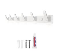 Sevenpers Percheros Pared Perchero Pared Blanco Perchero de Pared de Diseño Moderno con 6 Ganchos Dos Métodos de Instalación para Entrada Dormitorio Cocina Baño