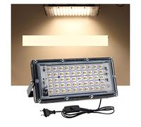 SEVEQIS Reflector LED, 5 0W LED Luz de inundación RGB Luces Paisaje IP65 Fondo lámpara iluminación jardín Impermeable con reflectores Pared Alambre del Interruptor(Warm)
