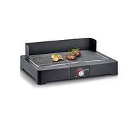 Severin Barbacoa de mesa con parrilla de acero inoxidable para interior y exterior, parrilla eléctrica con arranque rápido, mini barbacoa sin riesgo de quemaduras, negro, PG 8565