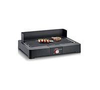 Severin Barbacoa de mesa PG 8567 – eléctrica, placa de grill acanalada, interior/exterior, negra