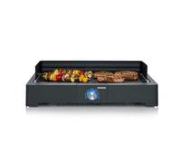 Severin Barbacoa de mesa PG 8567 – eléctrica, placa de grill acanalada, interior/exterior, negra