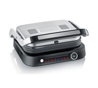 Severin - parrilla eléctrica y grill de contacto sobremesa, con 7 programas automáticos, plancha sandwichera antiadherente, parrilla de mesa con bandeja recogegrasas, negro / plateado, 1800 w, kg 2395