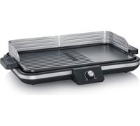 Severin Parrilla eléctrica PG 8564, 2.300 W, 230°C, recubrimiento cerámico, LED, acero/negro