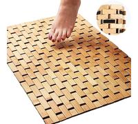 SEVERNO Alfombrilla de baño de bambú, 80 x 50 cm, antideslizante, impermeable, de secado rápido