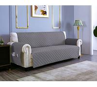sevi's Funda Sofá 2 Plazas Impermeable e Antideslizante con Bolsillos, Protector Sofá Reversible Antiarañazos para Mascotas, Oeko-Tex, Lavable - Gris