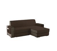 sevi's Funda Sofá 4 Plazas Impermeable e Antideslizante con Bolsillos, Protector Sofá Reversible Antiarañazos para Mascotas, Oeko-Tex, Lavable - Marrón Oscuro