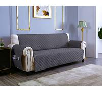 sevi's Funda Sofá 4 Plazas Impermeable e Antideslizante con Bolsillos, Protector Sofá Reversible Antiarañazos para Mascotas, Oeko-Tex, Lavable - Gris Oscuro