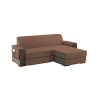 sevi's Funda Sofá 4 Plazas Impermeable e Antideslizante con Bolsillos, Protector Sofá Reversible Antiarañazos para Mascotas, Oeko-Tex, Lavable - Marrón Claro