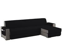 sevi's Funda Sofa Chaise Long 3 Plazas Impermeable, Izquierdo/Derecho Reversible Antideslizante, Protector Sofa con Bolsillos, Antiarañazos para Mascotas, Oeko-Tex, Lavable - Negro
