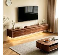 Sevonarb Soporte Flotante para TV, Mesa para TV Moderno Mueble para Televisor con Luz LED con Almacenamiento-Madera de nogal-160cm