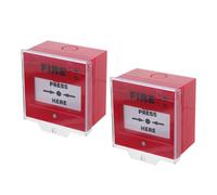 SEWACC 2 Juegos Botón de Alarma Manual de Incendio Rojo con Tapa | Activación Rápida y Simple, Conecta con Sistema de Alarma, Plástico, Oficina y Espacios Públicos