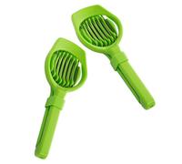 SEWACC 2 Piezas Cortadora de Rodajas de Dátiles de Acero Inoxidable y Plástico Verde, Fácil de Usar y Ahorra Trabajo para Frutas y Papas en Cocina Doméstica