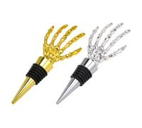 SEWACC 2 Piezas Tapón de Botella de Vino Forma de Mano de Calavera para Halloween, Cierre Hermético de Aleación Metálica, Accesorio Único para Fiestas y Cumpleaños